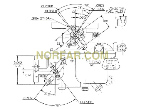 Continental Wisconsin 2 liter engine carburetor, Zenith 13974 